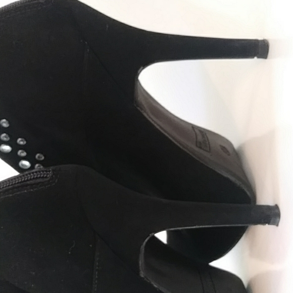 Madeline Girl Black Suede Booties with Rhinestones - Picture 8 of 8